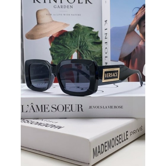 Versace Black Square Sunglasses with Gold Logo Plate